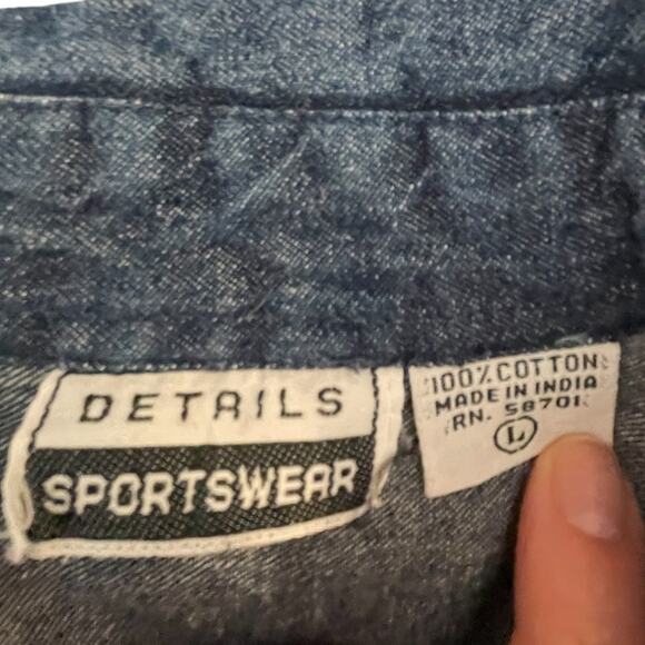 VTG 90s Details denim color blocked button down shirt size large unisex - Picture 9 of 9